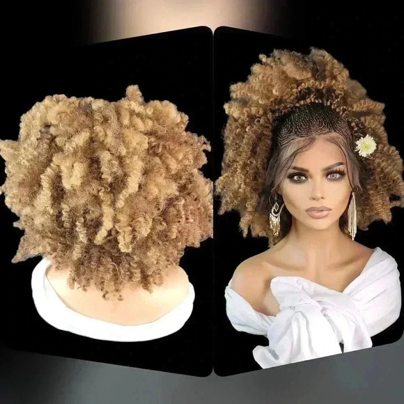 Unbranded Other - Braided wigs 100% handmade, short afro wig, stunning, colored Wig Mixt NWT short